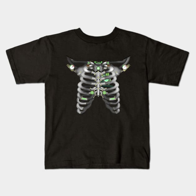 Machine Skeleton (Green Variant) Kids T-Shirt by NGM